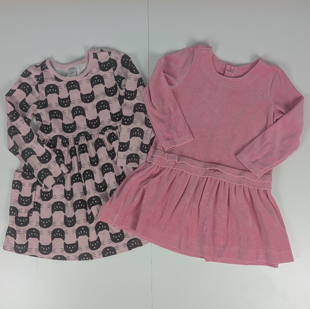 Hanna Andersson Pink & Black Cat Print Dress Set
